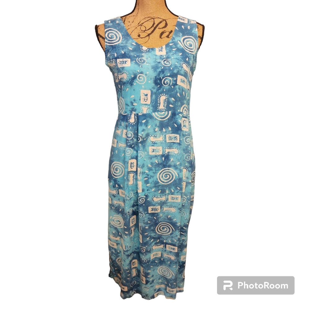 100% Rayon womens sleeveless handmade dress Size Medium Java Land